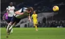  ??  ?? Harry Kane heads Tottenham in front. Photograph: Shaun Botterill/EPA