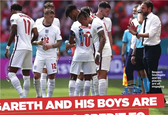  ??  ?? Respect: Southgate and his players are all engaging