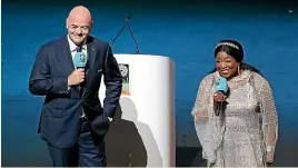  ?? ?? Fifa president Gianni Infantino with secretary general Fatma Samoura.