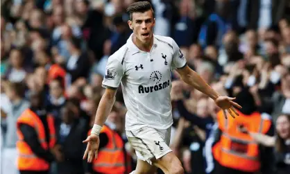  ?? Photograph: Kerim Ökten/EPA ?? Gareth Bale celebrates scoring against Sunderland in 2013; it was not enough to get Spurs into the Champions League and the Welshman left for Real Madrid.