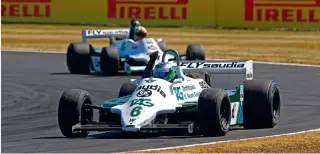  ??  ?? ‘REUTEMANN’ WINS Nick Padmore (Williams FW07, second in the ’81 British GP) won both Masters Historic F1 races from the similar car of Mike Cantillon. Former BARC Formula Renault racer Matteo Ferrer (Ligier JS11) chased hard in the opener but missed...