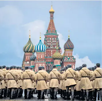  ??  ?? Russian soldiers in Moscow last year mark their fight against the Nazi invasion in 1941, when Britain’s hard Left finally backed the war