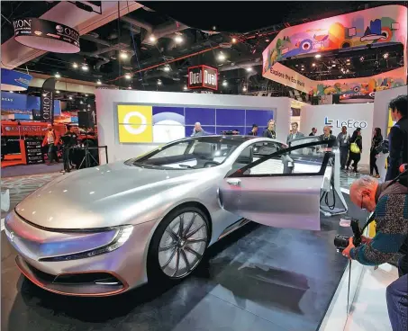  ?? STEVE MARCUS / FOR CHINA DAILY ?? The LeSee Pro electric concept vehicle by LeEco is displayed during the 2017 CES in Las Vegas, the United States.
