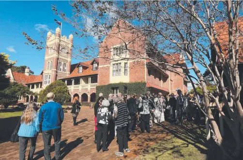  ?? Picture: MIKE BATTERHAM ?? A large crowd gathered yesterday for the memorial service for the former head of English at TSS, Glenn Crowther (below).