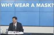  ?? ROSS D. FRANKLIN — THE ASSOCIATED PRESS ?? In a July 9 file photo, Arizona Republican Gov. Doug Ducey speaks about the latest coronaviru­s update in Arizona and the benefits of wearing a mask during a news conference in Phoenix.