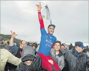  ?? Picture: KELLY CESTARI ?? WAVEBUSTER: Filipe Toledo of Brazil is the 2017 Corona Open J-Bay winner after defeating Frederico Morais of Brazil in the final in epic overhead conditions at Supertubes in Jeffreys Bay