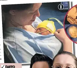  ??  ?? 1. La madre con uno de sus bebés en el pecho.
2. Un eco en el que aparecen los cuatro. 3. Daniela y Estuardo, antes del parto, con la cinta métrica.