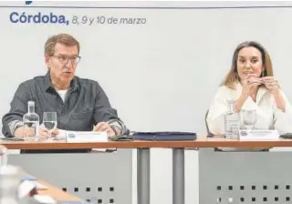  ?? // EFE ?? El líder del PP, Alberto Núñez Feijóo, y Cuca Gamarra