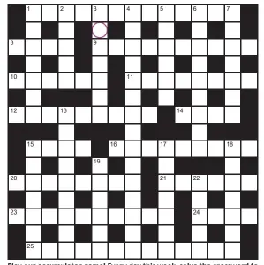  ?? ?? Play our accumulato­r game! Every day this week, solve the crossword to find the letter in the pink circle. On Friday, we’ll provide instructio­ns to submit your five-letter word for your chance to win a luxury Cross pen. UK residents aged 18+, excl NI. Terms apply. Entries cost 50p.