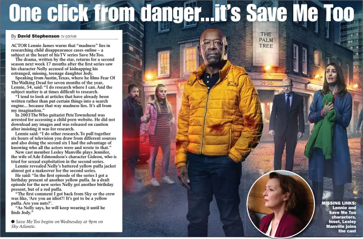  ??  ?? MISSING LINKS: Lennie and Save Me Too characters. Inset, Lesley Manville joins the cast