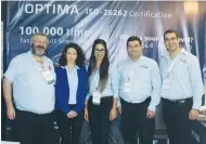  ?? (Courtesy Optima) ?? THE OPTIMA team poses at the 2016 ChipEx Conference in Tel Aviv.