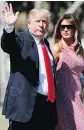  ?? PABLO MARTINEZ MONSIVAIS /AP ?? President Donald Trump and First Lady Melania Trump arrive for Easter services in Palm Beach, Fla., on Sunday.