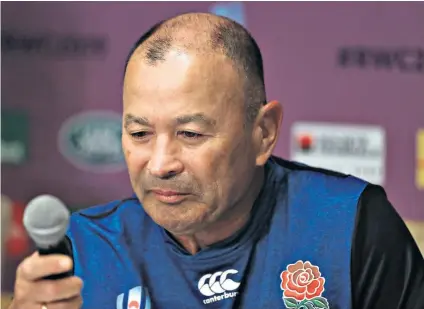  ??  ?? Emotional: Eddie Jones almost breaks down in his press conference as he pays tribute to Jeff Sayle (below), his former coach at Randwick