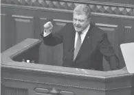  ??  ?? Le président ukrainien Petro Porochenko lors d’un discours au Parlement à Kiev, le 26 novembre