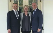  ??  ?? Victoria Coates, who was reassigned from her security role, pictured with the US ambassador to the UAE, John Rakolta, left, and US National Security Adviser Robert O’Brien