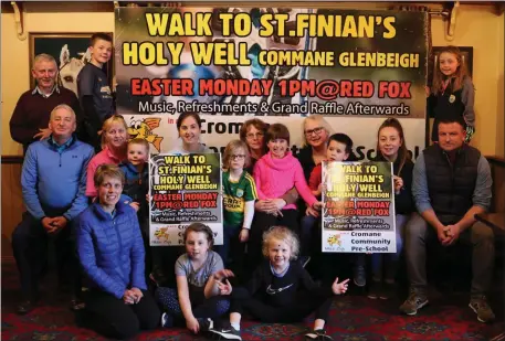  ?? Photo by Michael G Kenny. ?? Launching the Holy Well walk were (left to right, front row): Anna Hoare, Caoimhe Foley and Zara Tomlinson. Middle row: Sean Walsh, Valerie Aherne, Adam Tomlinson, Maura Healy, Ada Marmion, Mary Counihan, Madeline Lynch, Catherine Lynch, John Lynch, Michelle Joy, David Marmion. Back row: John Mulvihill, Shane Tomlinson and Clodagh Hoare.