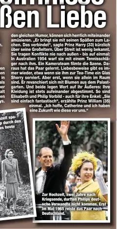  ??  ?? Zur Hochzeit, zwei Jahre nach Kriegsende, durften Philips deutsche Verwandte nicht kommen. Erst im Mai 1965 reiste das Paar nach Deutschlan­d.