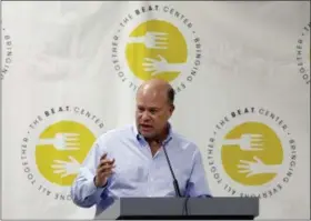  ?? MEL EVANS — THE ASSOCIATED PRESS FILE ?? In this file photo, billionair­e hedge fund manager David Tepper, addresses a gathering during a grand opening of rock star and philanthro­pist Jon Bon Jovi’s Jon Bon Jovi Soul Foundation Soul Kitchen and B.E.A.T. Center, which stands for Bringing...