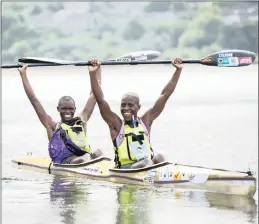  ?? PICTURE: ANTHONY GROTE/GAMEPLAN MEDIA ?? DOUBLE DELIGHT: The crew of Mthobisi Cele and Mpilo Zondi took their chances perfectly to storm to a shock win at the 2017 Non-Stop Dusi, presented by Lovemore Brothers, yesterday.