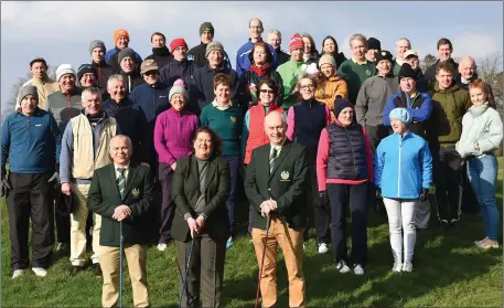  ??  ?? Captain Alan Flynn, Lady Captain Mary McCormick and President Terence Mulcahy at their Drive In with Club members at Ross Golf Club, Killarney on Sunday. Photo by Michelle Cooper Galvin