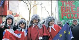  ?? PICTURE: AP ?? Protesters demonstrat­e outside the Supreme Court in London on Monday. The government is to ask Supreme Court justices to overturn a ruling that the parliament must hold a vote before Britain’s EU exit negotiatio­ns can begin – a case that has raised a...