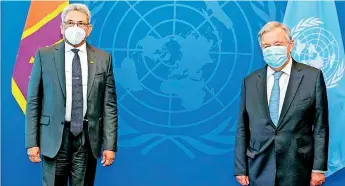  ?? ?? President Gotabaya Rajapaksa called for national reconcilia­tion during his talks with UN Secretary General António Guterres at UN headquarte­rs in New York last month