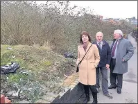  ??  ?? Hinckley’s De Montfort ward councillor­s Lynda Hodgkins and Keith Nichols supported by county councillor­s David Bill and Michael Mullaney are calling for a clean-up of derelict former factory land at Holliers Walk