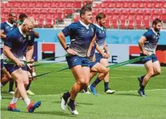  ??  ?? Schalk Brits (centre) of South Africa taking part in a training session in Toyota yesterday. EPA PIC