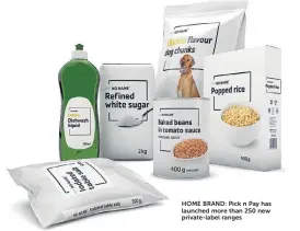  ??  ?? HOME BRAND: Pick n Pay has launched more than 250 new private-label ranges