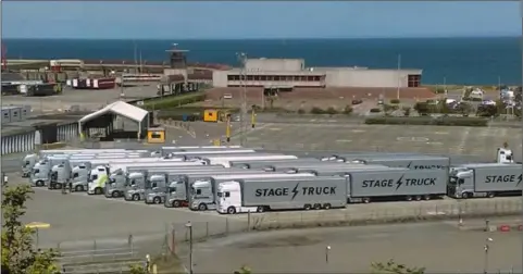  ??  ?? Coldplay’s equipment trucks parked in Rosslare Harbour.