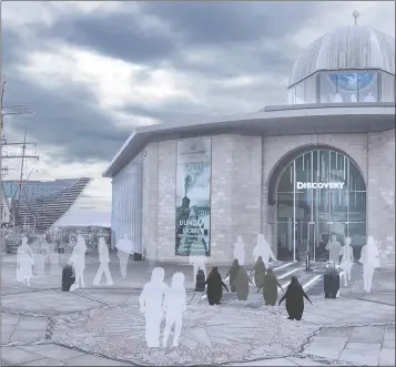  ??  ?? An artist’s playful impression of the proposed new-look Discovery Point heritage museum in Dundee