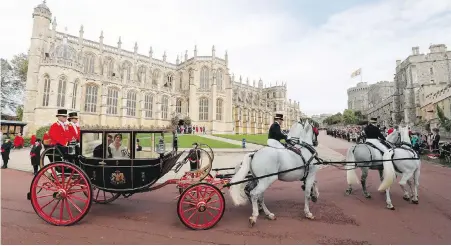  ??  ?? Immediatel­y after Friday’s wedding, the newlyweds embark on a horse-drawn carriage ride through Windsor.