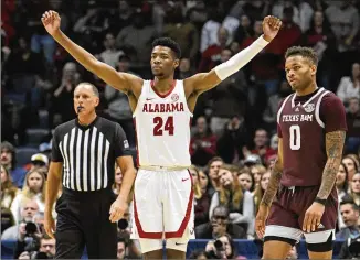  ?? JOHN AMIS/ASSOCIATED PRESS ?? Brandon Miller, Alabama’s All-american forward, has been a controvers­ial figure in the Crimson Tide’s success after being linked to a murder case involving a former teammate.