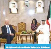  ??  ?? His Highness the Prime Minister Sheikh Jaber Al-Mubarak Al-Hamad Al-Sabah meets with Chief Executive Officer of Leonardo-Finmeccani­ca Company Alessandro Profumo.