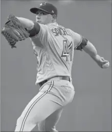  ?? CHARLES KRUPA, THE ASSOCIATED PRESS ?? Toronto Blue Jays starter Aaron Sanchez delivers against the Red Sox in Boston on Wednesday. Sanchez allowed five runs in four innings.