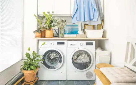 ?? EVA KATALIN/GETTY ?? There’s no going wrong when it comes to adding a bit of visual interest to your laundry room.