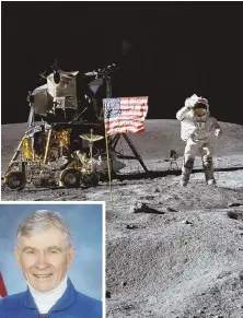  ?? NASA VIA AP PHOTOS ?? LEGENDARY: John Young salutes the U.S. flag on the moon during Apollo 16 in April 1972. NASA said Young died Friday at age 87.