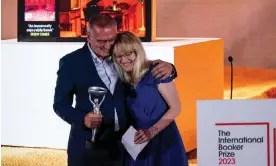  ?? Photograph: Tolga Akmen/ EPA ?? Bulgarian author Georgi Gospodinov and translator Angela Rodel after they won the 2023 Internatio­nal Booker prize for translated fiction for Time Shelter.