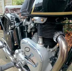  ??  ?? Left: When the bikes were new, the cylinder barrel and head were painted black, as is usual with cast iron. However … to show real class, the edges of the fins were chromed