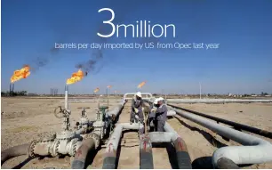  ?? Reuters ?? Workers check the valve of a gas pipe at the Nahran Umar Gas field, north of Basra, on Monday. —