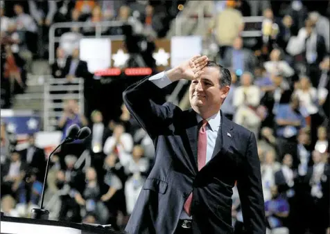  ?? Michael Henninger/Post-Gazette ?? Texas Sen. Ted Cruz, a featured speaker Wednesday at the Republican National Convention, was roundly booed after he failed to endorse the party’s presidenti­al nominee, Donald Trump.