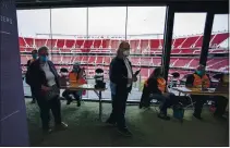  ?? KARL MONDON — BAY AREA NEWS GROUP ?? Sheila, 78, and Andrew Blash, 84, get their coronaviru­s vaccine shots at Levi’s Stadium on Feb. 9 in Santa Clara.