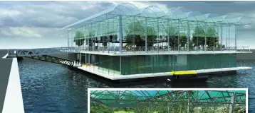  ??  ?? An artist’s impression of what the new floating farm will look like in Rotterdam waters