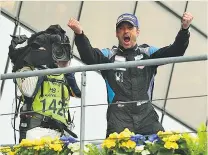  ??  ?? Lead role: Patrick Dempsey on the Le Mans podium in 2015