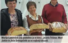  ?? ?? Marija Lamovšek (na podelitev je ni bilo), Jožefa Tršinar, Mari Jakše in Jože Senegačnik so se najbolj izkazali.