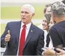  ?? KENNETH K. LAM/BALTIMORE SUN ?? Vice President Mike Pence arrives at BWI Thurgood Marshall Airport in June for the Red, White and Blue Dinner.