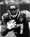  ?? ERIC CHRISTIAN SMITH/AP ?? Jaguars rookie Leonard Fournette picks up a chunk of his 100 yards on 26 carries during his NFL debut.