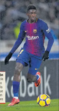  ??  ?? FORZADO. Dembélé demostró no estar fino ante la Real Sociedad.