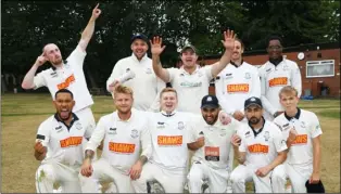  ?? PD091406 ?? Going up: Darfield celebrate their promotion and, below, taking a wicket. Picture: Wes Hobson.