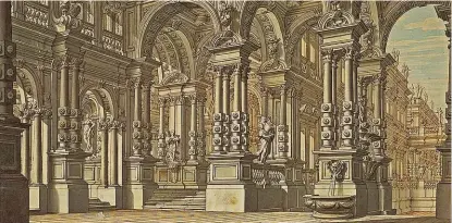  ??  ?? Idealisier­ung von klassische­r Architektu­r: Antonio Galli da Bibienas Entwurf für einen szenischen Prospekt, 1740 bis 1745.